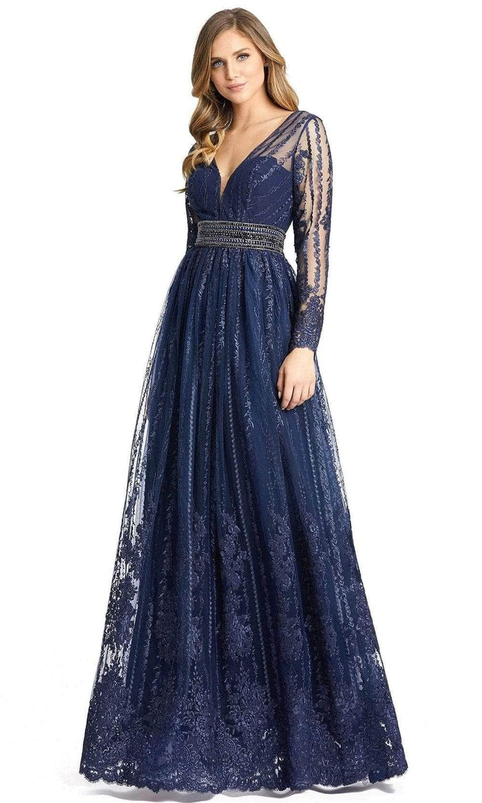 Mac Duggal - 66591 Embroidered A-Line Gown Mother of the Bride Dresses 0 / Navy