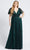Mac Duggal - 67435 Embellished Lace V Neck A-Line Gown Prom Dresses 12W / Emerald Green