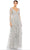 Mac Duggal - 67483 Lace Applique Deep V Neck A-Line Gown Prom Dresses 0 / Platinum