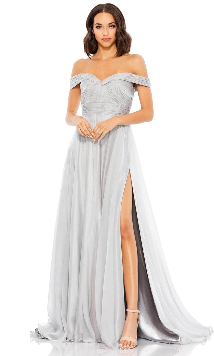 Mac Duggal 67485 - Off-Shoulder Pleated Bodice Prom Gown Prom Dresses 0 / Pearl Grey