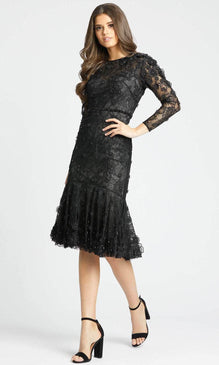 Mac Duggal 67703 - Quarter Sleeve Lace Evening Dress - 16 / Black