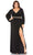 Mac Duggal - 67747 Long Split Sleeve V Neck Dress Evening Dresses 12W / Black