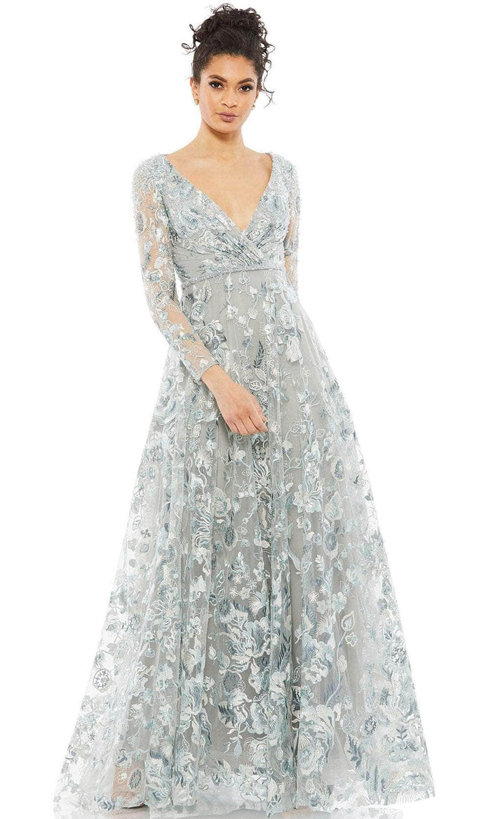 Mac Duggal 67869 - Long Sleeve A-Line Dress Special Occasion Dress 4 / Platinum