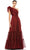Mac Duggal 67878 - Ruffled Cap Sleeve Evening Gown Special Occasion Dress 0 / Wine