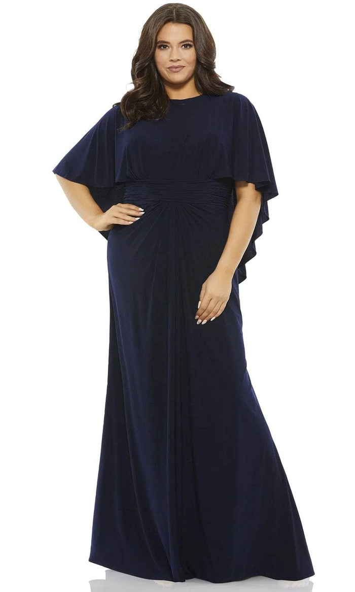 Mac Duggal 67929 - Poncho Modest Jersey Long Dress Mother of the Bride Dresses 14W / Navy