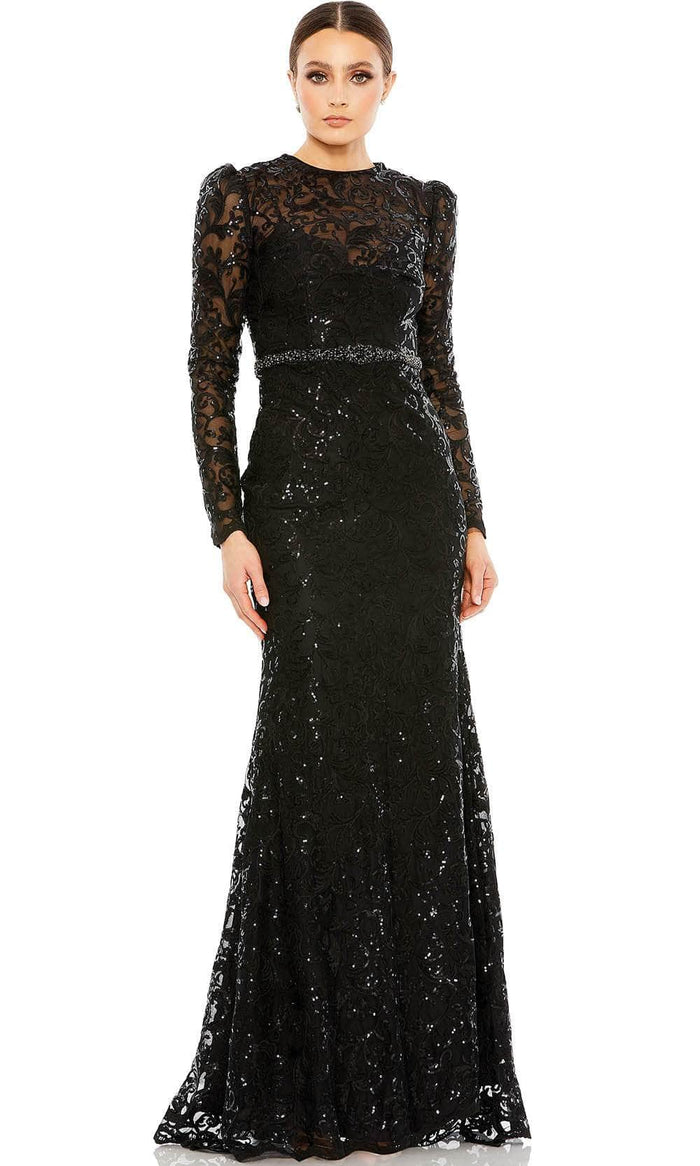 Mac Duggal 68011 - Sequin Embroidered Sheath Prom Dress Prom Dresses 2 / Black