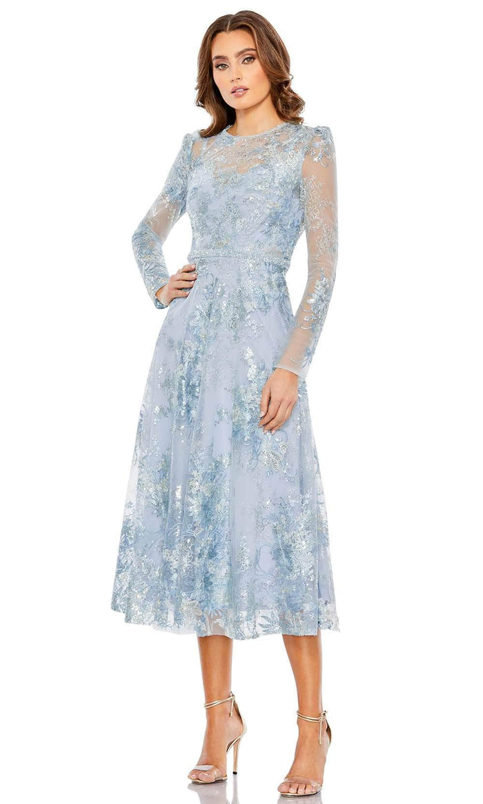Mac Duggal 68020 - Embroidered Lace Formal Dress Cocktail Dresses 4 / Powder Blue