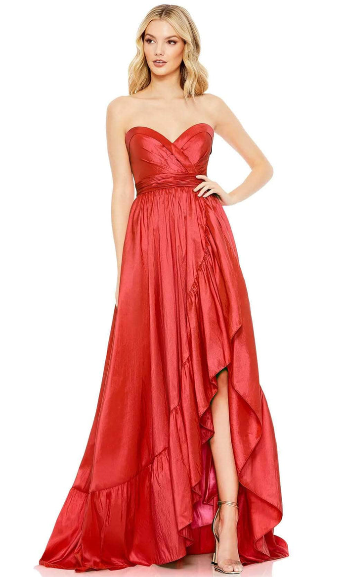 Mac Duggal 68040 - Strapless Ruched Prom Dress In Red