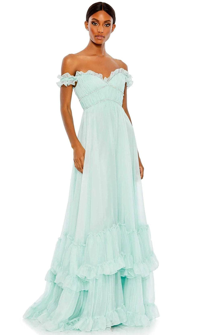 Mac Duggal 68086 - Off Shoulder Ruffled A-Line Prom Dress Prom Dresses 0 / Mint