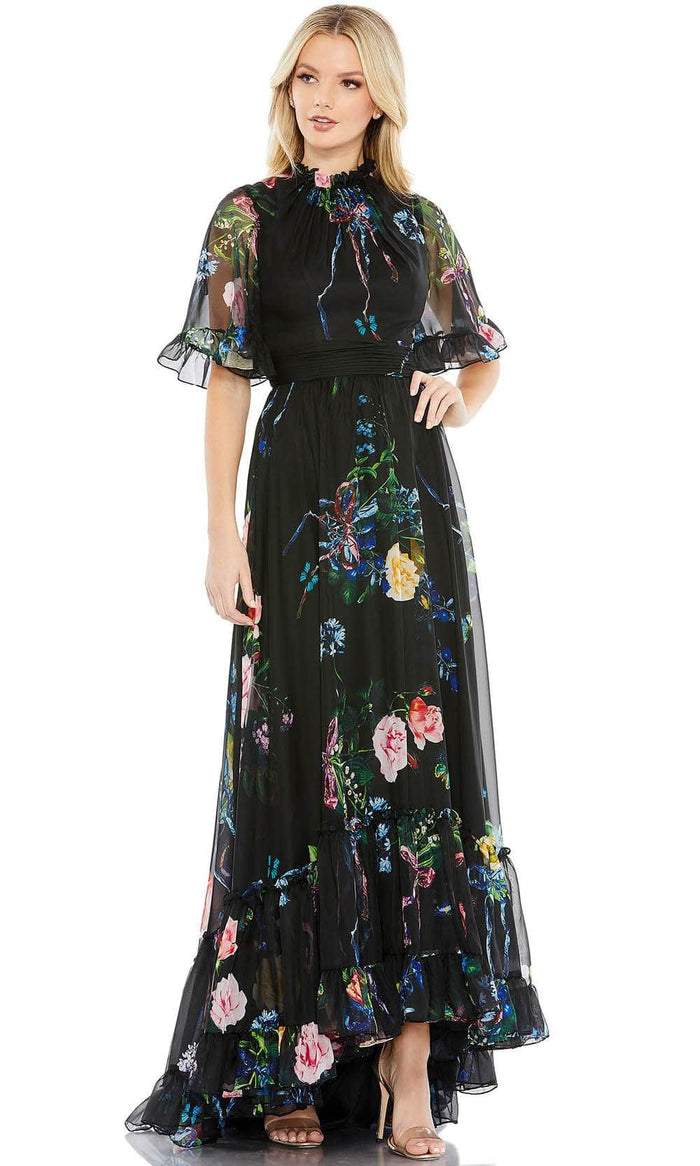 Mac Duggal 68230 - High-Neck Floral Formal Dress Evening Dresses 2 / Black Multi