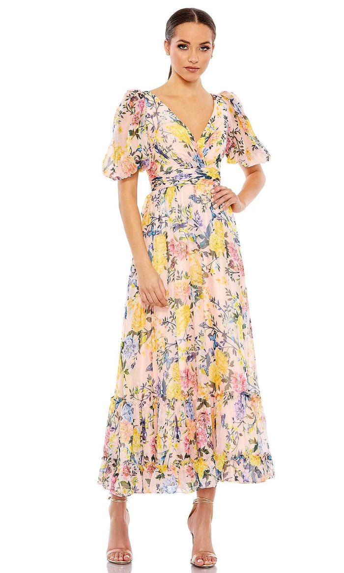Mac Duggal 68247 - Floral Chiffon Formal Dress Cocktail Dresses 4 / Pink Multi