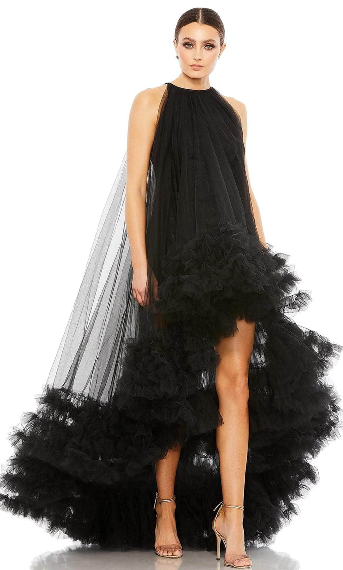 Mac Duggal 68252 - Highly Ruffled High Low Tulle Dress Prom Dresses 0 / Black