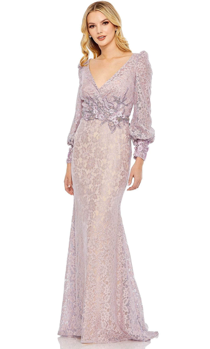 Mac Duggal 79397 - Floral Lace Modest Gown Special Occasion Dress 4 / Vintage Lilac