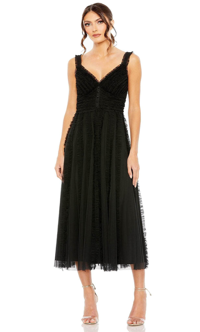 Mac Duggal 8056 - Sleeveless Ruffled A-Line Dress Special Occasion Dress 2 / Black