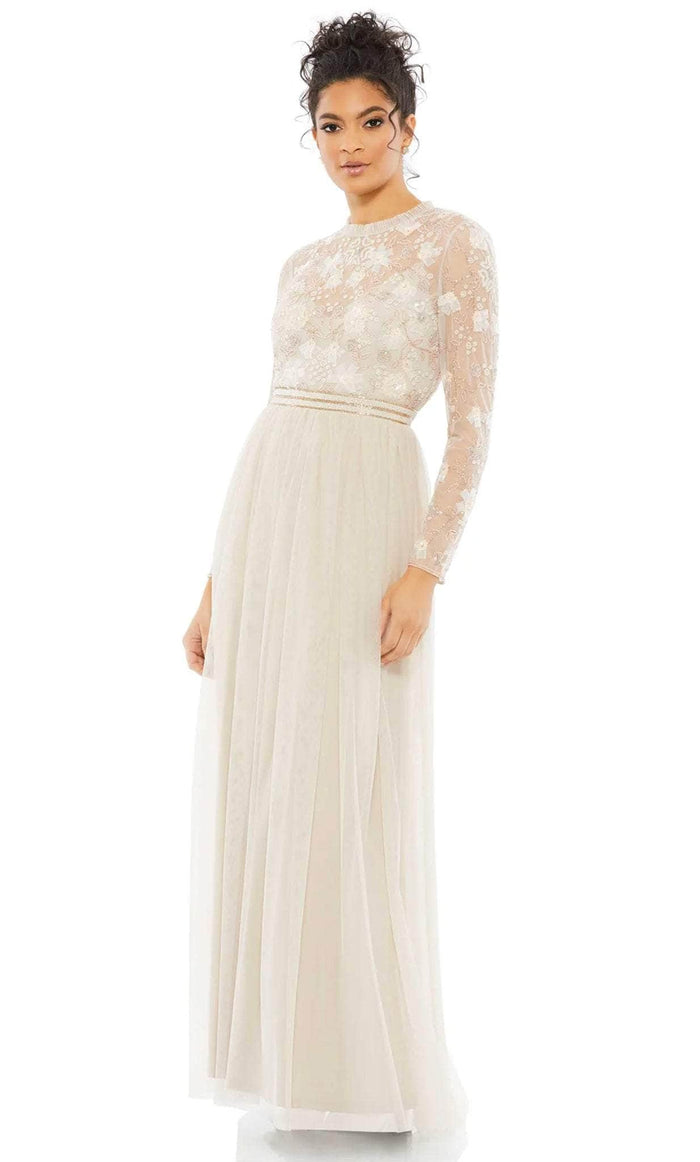 Mac Duggal 9132 - Modest Flowy A-line Heavenly Gown Evening Dresses 0 / Vanilla