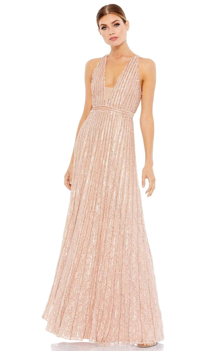 Mac Duggal 93570 - Sequin Embellished Sleeveless Evening Dress Prom Dresses 0 / Rose Pink