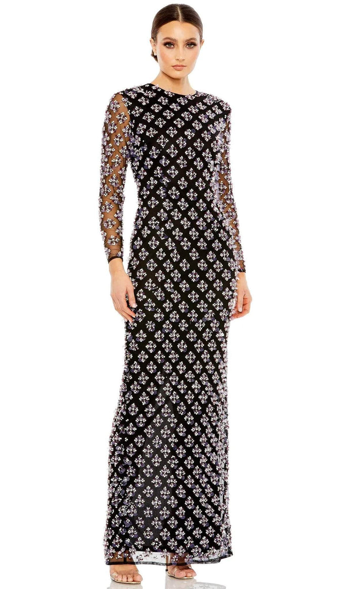 Mac Duggal 93618 - Embellished Translucent Evening Gown Evening Dresses 0 / Black