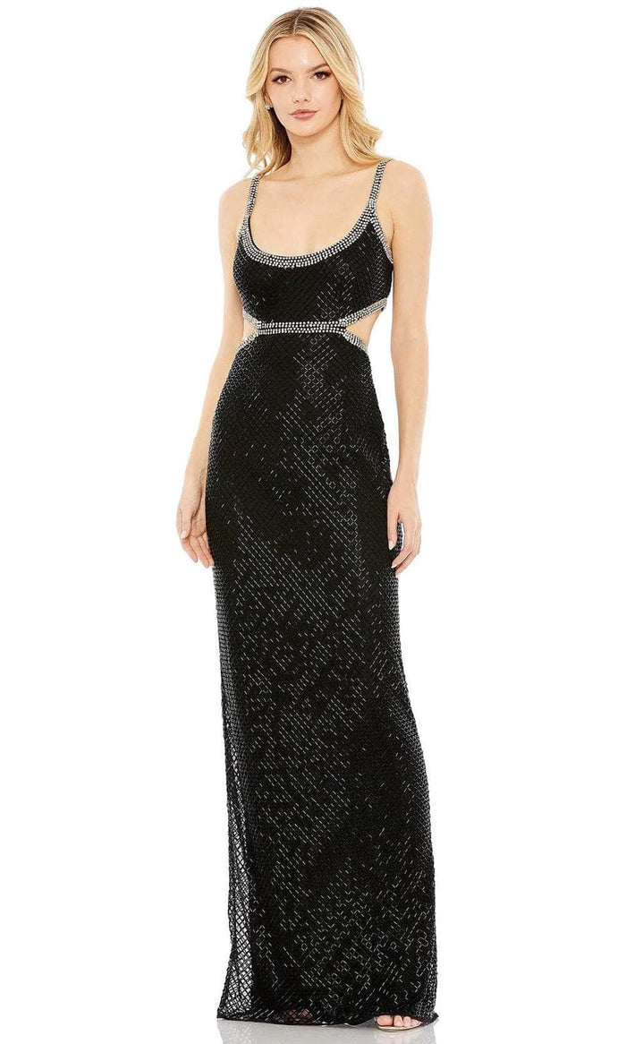 Mac Duggal 93664 - Beaded Lattice Scooped Evening Gown Prom Dresses 0 / Black