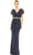 Mac Duggal 93678 - Beaded Short Sleeve Evening Gown Special Occasion Dress 2 / Midnight