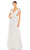 Mac Duggal - 93692 Deep V-Neck Floral Appliqued Gown Evening Dresses 0 / White