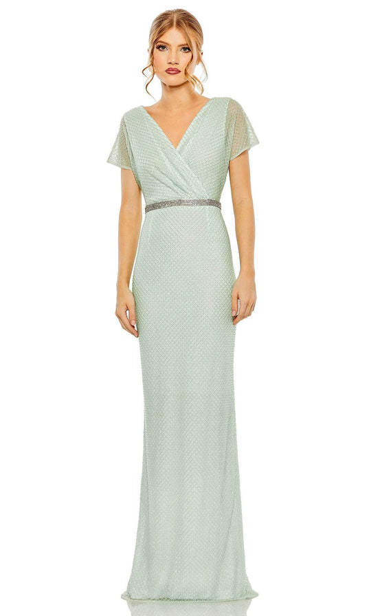 Mac Duggal 93994 - V-Neck Beaded Lattice Evening Gown