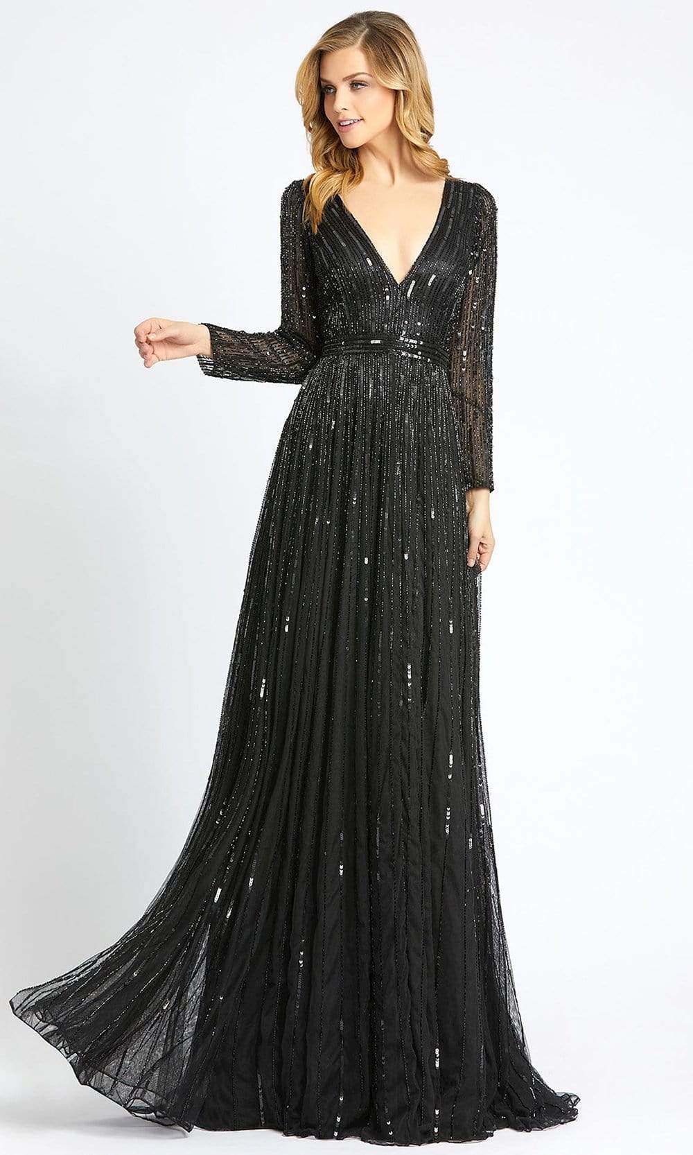 Black sequin long sleeve dress EVE | UNDRESS
