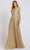 Mac Duggal Evening - 4977D Long Sleeve Sequin-Textured A-Line Gown Special Occasion Dress 0 / Taupe