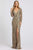 Mac Duggal Evening - 5002D Fully Sequined Deep V-neck Trumpet Dress Evening Dresses 0 / Antique Gold