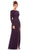 Mac Duggal Evening - 5056D Long Sleeve Beaded High Slit Gown Evening Dresses 2 / Aubergine