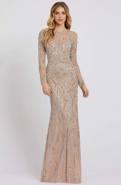 Mac Duggal - Green Long Sleeve Beaded Evening Gown - US 2 Mac Duggal - Green Long Sleeve Beaded Evening Gown - US 2