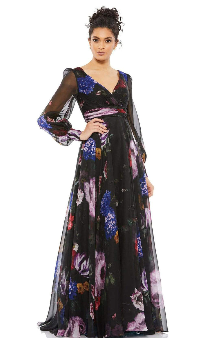 Mac Duggal Evening - 67872D Floral A-Line Evening Dress Special Occasion Dress 2 / Black Multi
