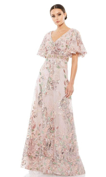 Mac Duggal Evening - 67880D Short Sleeves A-Line Mother of the Bride Dress - 2 / Rose Pink