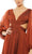 Mac Duggal Evening - 67948D Bishop Sleeve Ruched Cut Out A-Line Dress Evening Dresses
