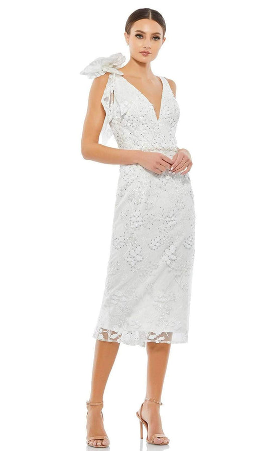 Mac Duggal Evening - 79337D Plunging Neck Sequined Midi Dress