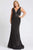 Mac Duggal Fabulouss - 48895F Crystal Beaded Deep V-neck Trumpet Dress Evening Dresses 12W / Black