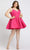 Mac Duggal Fabulouss - 49225F V-Neckline Spaghetti Strap A-Line Dress Cocktail Dresses 14W / Hot Pink
