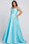 Mac Duggal Fabulouss - 67219F Scoop Neck A-line Gown With Train Prom Dresses 12W / Blue