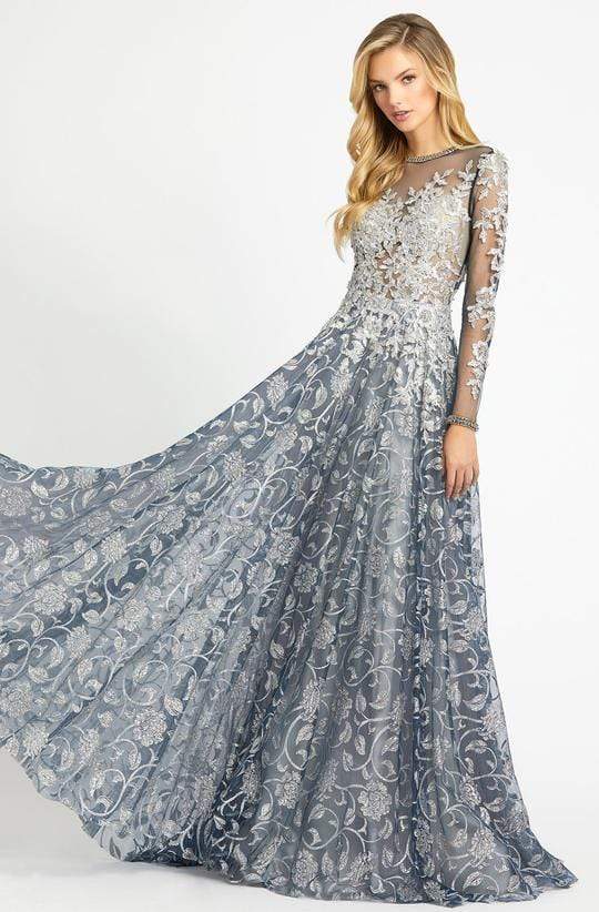 Mac Duggal - Floral Embroidered A-Line Gown 12233D - 1 pc Silver In Size 12 Available CCSALE 12 / Silver