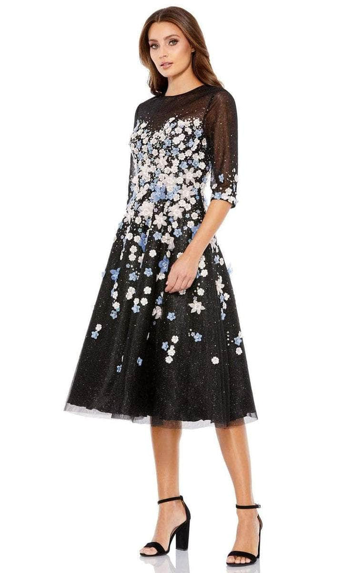 Mac Duggal - Floral Illusion Jewel Cocktail Dress 11161 - 1 pc Bmu in Size 2 Available CCSALE 2 / Bmu