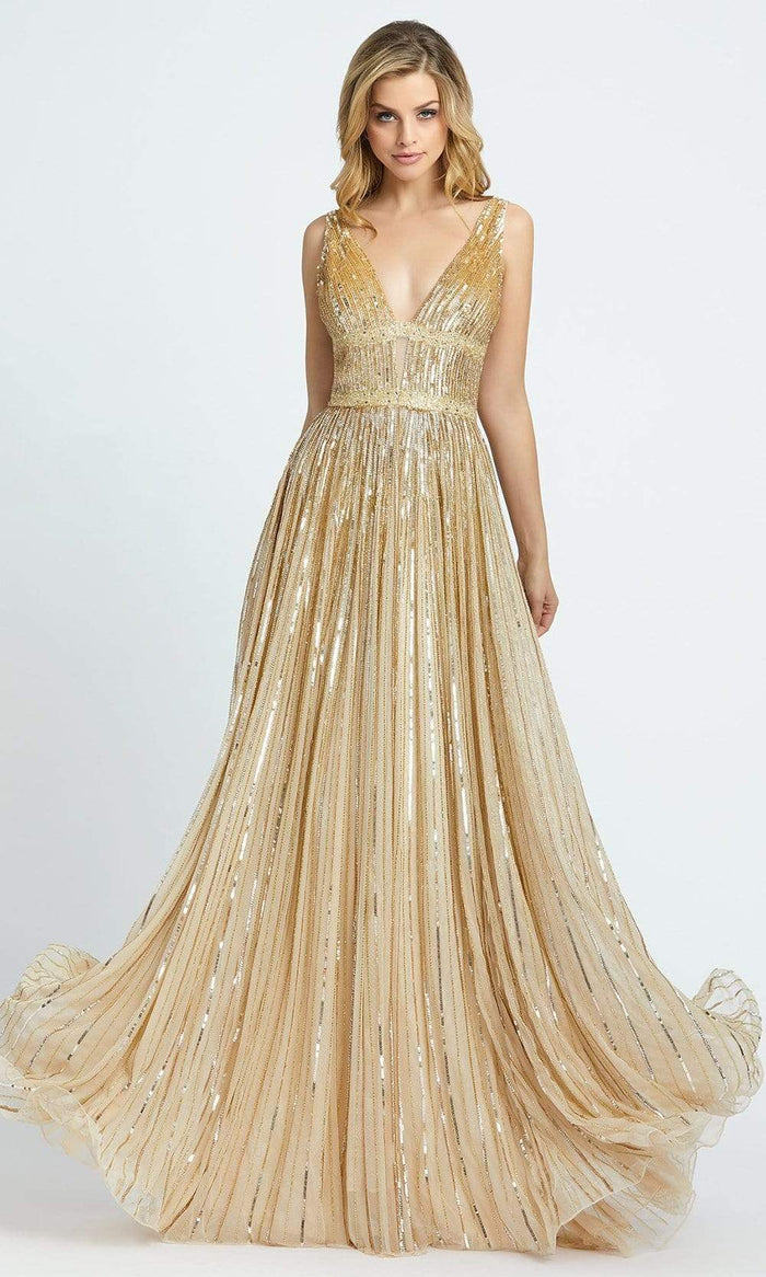 Mac Duggal - Glimmering Sequin Embellished A-Line Prom Gown 4906M - 1 pc Nude Pale Gold in Size 4 Available CCSALE 6 / Nude Pale Gold
