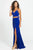 Madison James - Crop Top Sheath Skirt with Slit Jersey Dress 19-123 - 1 pc Royal In Size 0 Available CCSALE 00 / Royal