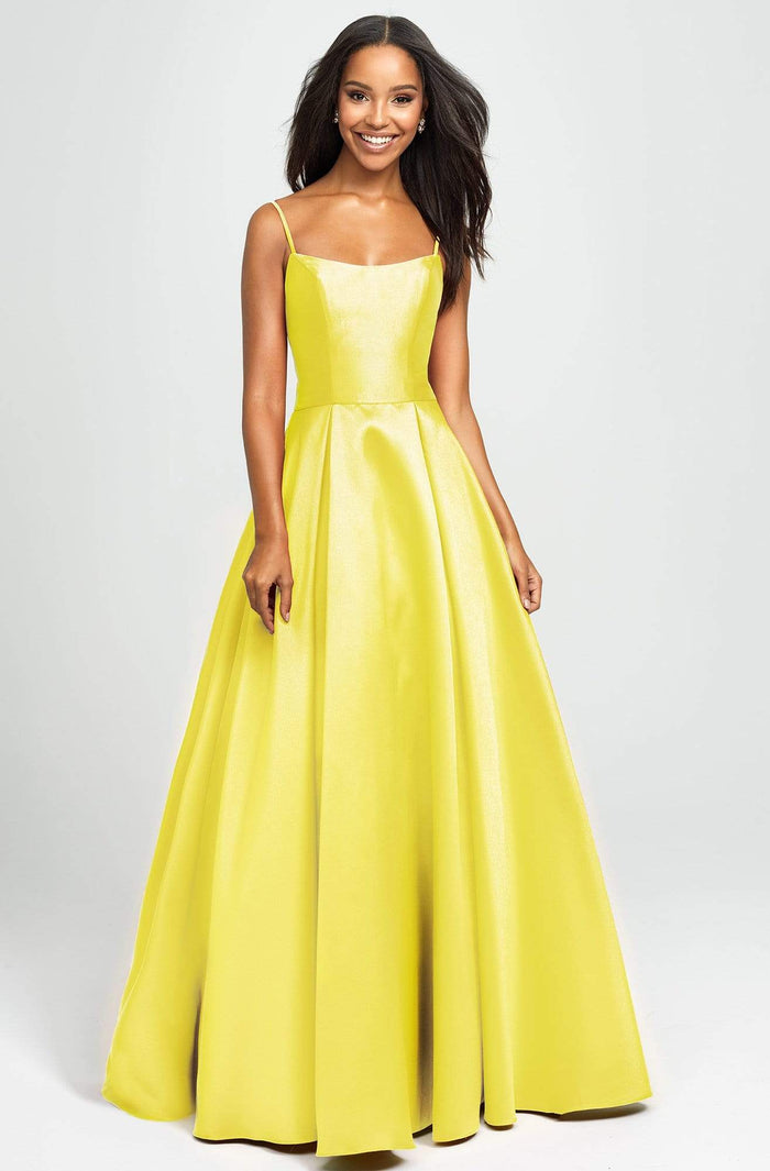Madison James - Sleeveless Square Neck Mikado Prom Ballgown 19-107 - 1 Pc Cerise in Size 8 Available CCSALE 2 / Yellow