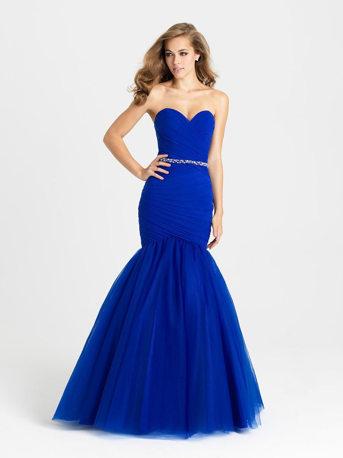 Madison James Strapless Ruched Fitted Trumpet Gown - 1 pc Royal In Size 08 Available CCSALE 8 / Royal