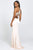 Madison James - Two-Piece Beaded Illusion Halter Gown with Slit 19-201 - 1 pc Champagne In Size 02 Available CCSALE 2 / Champagne