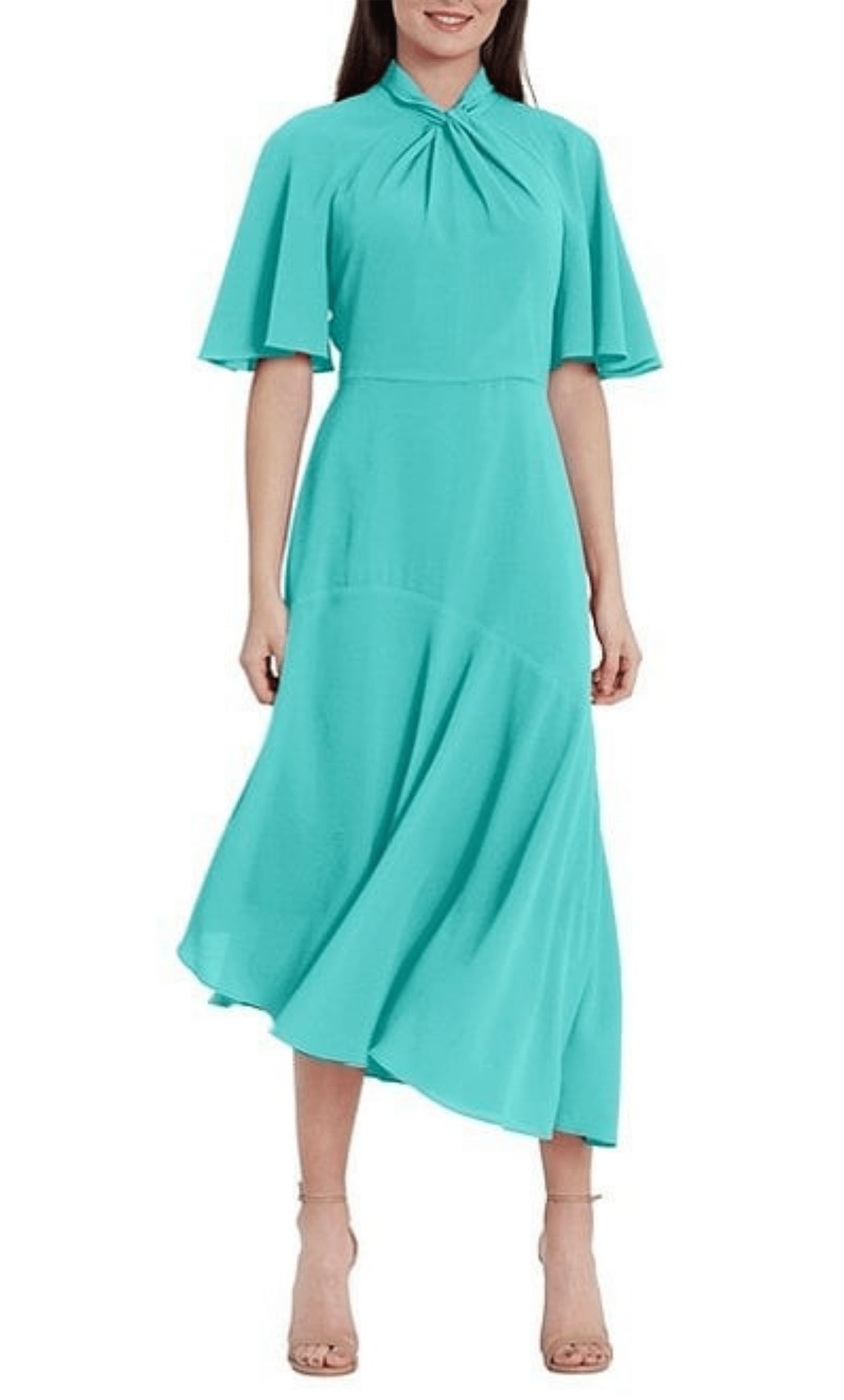 Maggy London G3570M High Neck Asymmetrical Hem Formal Dress Couture Candy