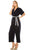 Maggy London - G4082M Short Sleeve Stripe Belted Capri Jumpsuit Evening Dresses