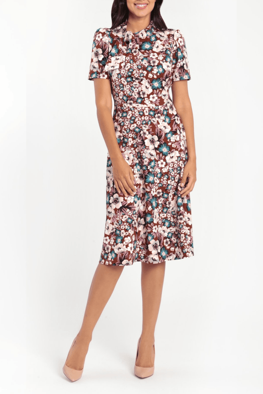 Maggy London G4764M - Floral Mock Neck Day Dress Special Occasion Dress