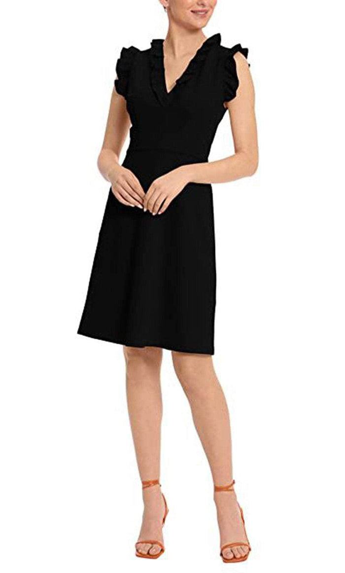 Maggy London G5197M - Ruffle Sleeve Sheath Short Dress Cocktail Dresses 10 / Black