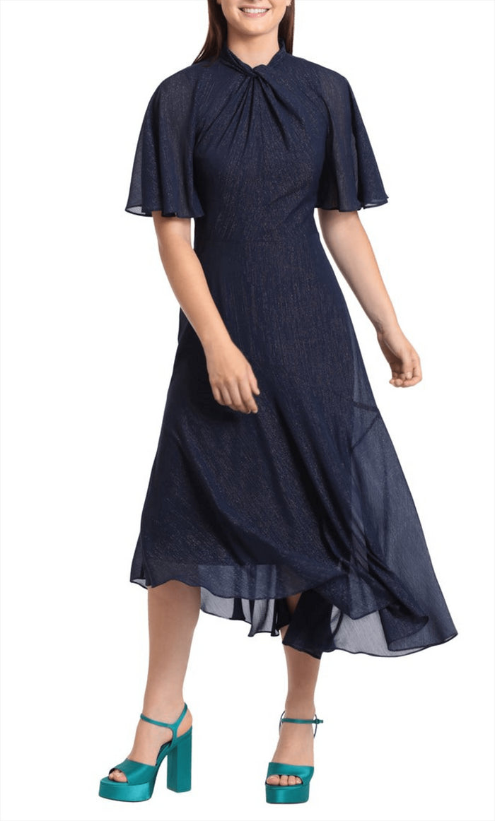 Maggy London G5515M - Chiffon A-line Modest Dress Special Occasion Dress 0 / Royal Navy