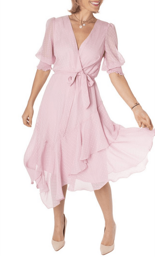 Maison Tara 58400MA - V-Neck Tie Waist Cocktail Dress